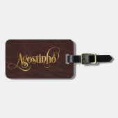 Étiquette À Bagage Script Tourbillonnant personnalisé Agostinho en cu (Devant horizontal)