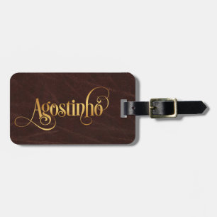 Étiquette À Bagage Script Tourbillonnant personnalisé Agostinho en cu