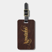 Étiquette À Bagage Script Tourbillonnant personnalisé Agostinho en cu (Devant Vertical)