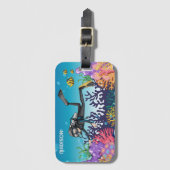 Étiquette À Bagage Scuba Diver nom personnalisé (Devant Vertical)