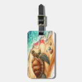 Étiquette À Bagage Sea Life Turquoise Océan (Devant Vertical)