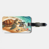 Étiquette À Bagage Sea Life Turquoise Océan (Dos horizontal)