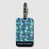 Étiquette À Bagage Sea Turtle Tribal Art Pattern Design (Devant Vertical)