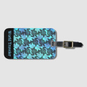 Étiquette À Bagage Sea Turtle Tribal Art Pattern Design (Devant Horizontal)