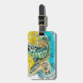 Étiquette À Bagage Sea Turtle Watercolor (Devant Vertical)