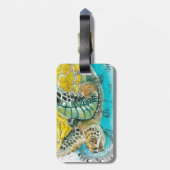 Étiquette À Bagage Sea Turtle Watercolor (Dos Vertical)