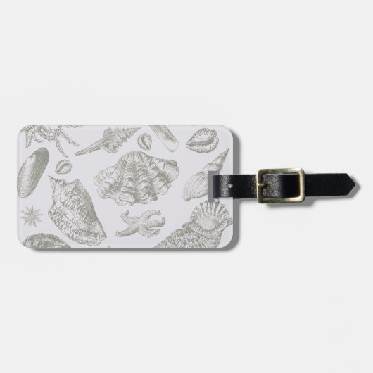 Étiquette À Bagage Seashell Soft Antique Art Beach Shops (Devant horizontal)