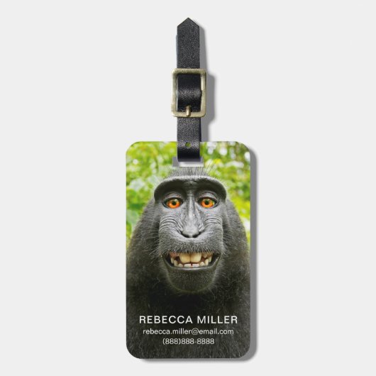 Étiquette À Bagage Selfie de singe (Devant Vertical)