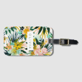 Étiquette À Bagage SENTIMENTS SAUVAGES Hibiscus Tropical Floral Custo (Devant Horizontal)