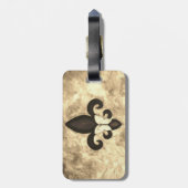 Étiquette À Bagage Sepia Butterfleur | Tan Butterfly on Fleur de Lis (Dos Vertical)