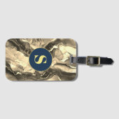 Étiquette À Bagage Sépia Liquid Enk Tones, Monogramme Jouer Bagage T (Devant Horizontal)