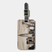 Étiquette À Bagage Sepia New York City - Croquis (Devant Vertical)