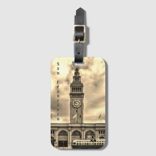 Étiquette À Bagage Sepia San Francisco Ferry Building (Devant Vertical)