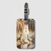 Étiquette À Bagage Serene Spirits : Deux oies dans l'eau (Devant Vertical)