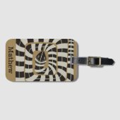 Étiquette À Bagage Serpent Abstrait rayé amusant dans les tons neutre (Devant Horizontal)