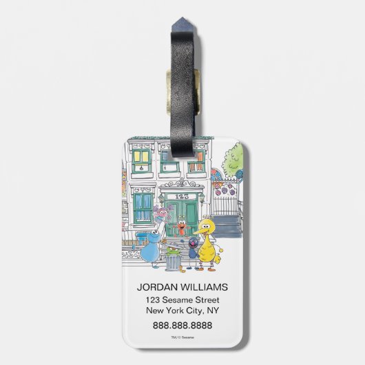 Étiquette À Bagage Sesame Pals Doodley Graphisme (Dos Vertical)