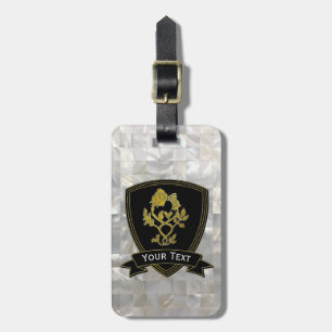 Étiquette À Bagage S'est levé et le motif nacré de chardon