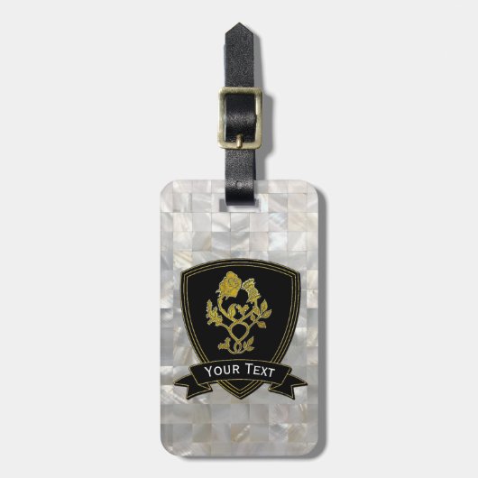 Étiquette À Bagage S'est levé et le motif nacré de chardon (Devant Vertical)