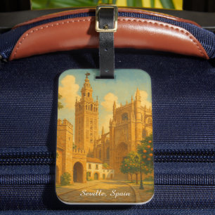 Étiquette À Bagage Séville Espagne Andalousie Voyage Vintage