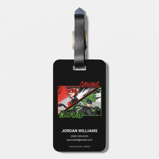 Étiquette À Bagage Shadybug et Noir glacé (Dos Vertical)