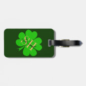 Étiquette À Bagage Shamrock & Lucky Clover feuille monogrammed / Irla (Dos horizontal)