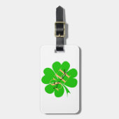 Étiquette À Bagage Shamrock & Lucky Clover feuille monogrammed / L ir (Devant Vertical)