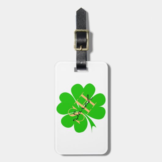 Étiquette À Bagage Shamrock & Lucky Clover feuille monogrammed / L ir (Devant Vertical)