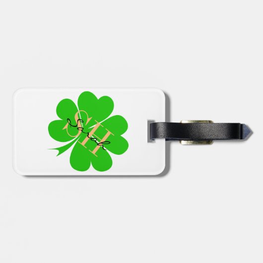 Étiquette À Bagage Shamrock & Lucky Clover feuille monogrammed / L ir (Dos horizontal)