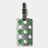 Étiquette À Bagage Shamrock, vert et blanc sur terrain grisé (Devant Vertical)