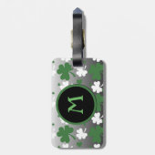 Étiquette À Bagage Shamrock, vert et blanc sur terrain grisé (Dos Vertical)