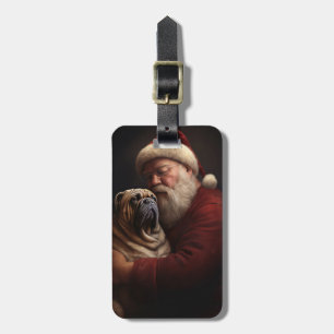 Étiquette À Bagage Shar Pei avec Noël Festif du Père Noël