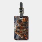 Étiquette À Bagage Shar Pei Halloween Éffrayant (Devant Vertical)