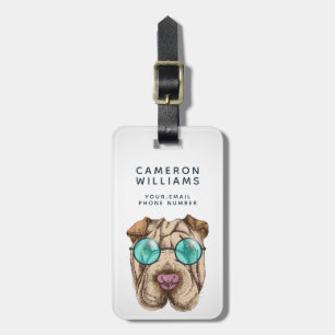 Étiquette À Bagage Sharpei dans des lunettes de soleil   ajoutent