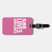 Étiquette À Bagage she loplane, rose (Devant horizontal)
