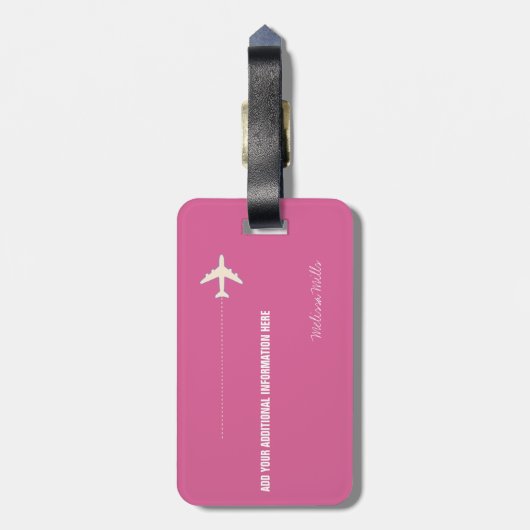 Étiquette À Bagage she loplane, rose (Dos Vertical)
