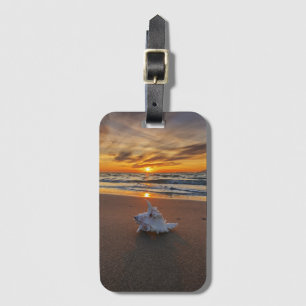 Étiquette À Bagage Shell à la plage à l'île du coucher du soleil