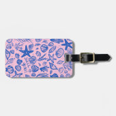 Étiquette À Bagage SHELYEAH Seashells Plage Vacances CUSTOM BluePink (Devant horizontal)