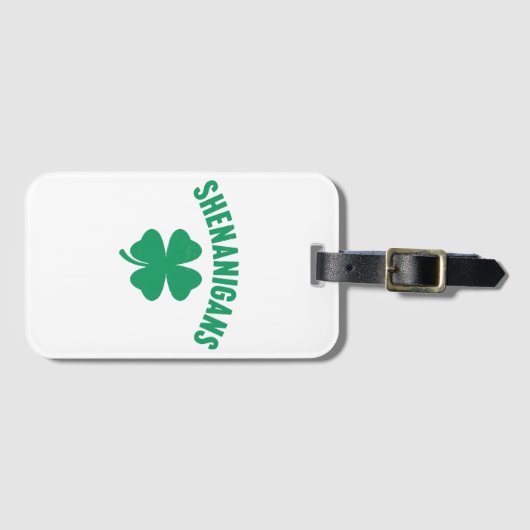 Étiquette À Bagage Shenanigans Shamrock Saint-Patrick Rétro (Devant Horizontal)