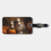 Étiquette À Bagage Shetland Sheepdog Chiot Chiot Automne Citrouille d (Dos horizontal)