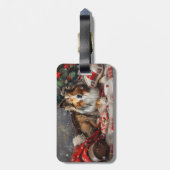 Étiquette À Bagage Shetland Sheepdog Festif de Noël (Dos Vertical)