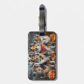 Étiquette À Bagage Shetland Sheepdog Halloween Éffrayant (Dos Vertical)