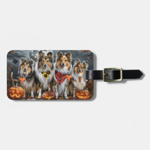 Étiquette À Bagage Shetland Sheepdog Halloween Épouvantable