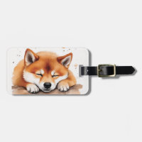 shiba obtenant somnolent bagage tag