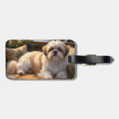 Étiquette À Bagage Shih Tzu avec les lumières de Noël (Dos horizontal)