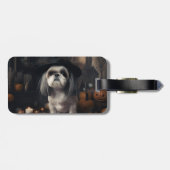 Étiquette À Bagage Shih Tzu Citrouilles Halloween effrayant (Dos horizontal)