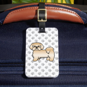 Étiquette À Bagage Shih Tzu doré Chien de dessin animé mignon & Texte
