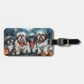 Étiquette À Bagage Shih Tzu Halloween Éffrayant (Devant horizontal)