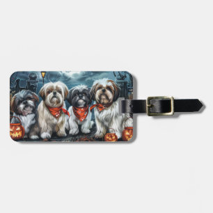 Étiquette À Bagage Shih Tzu Halloween Éffrayant