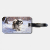 Étiquette À Bagage Shih Tzu Laisse Neige Noël (Dos horizontal)