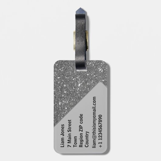 ÉTIQUETTE À BAGAGE SHINGLE SHELL SHELL GRAY BEACH MONOGRAM TEXTE PERS (Dos Vertical)